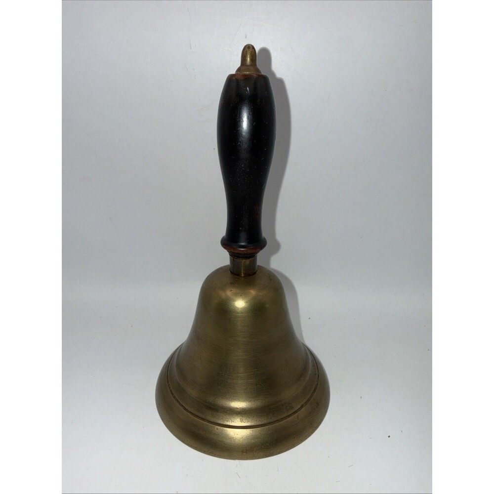 Antique Brass Wood Handle Teacher’s Schoolhouse School Bell 7” & LOUD
